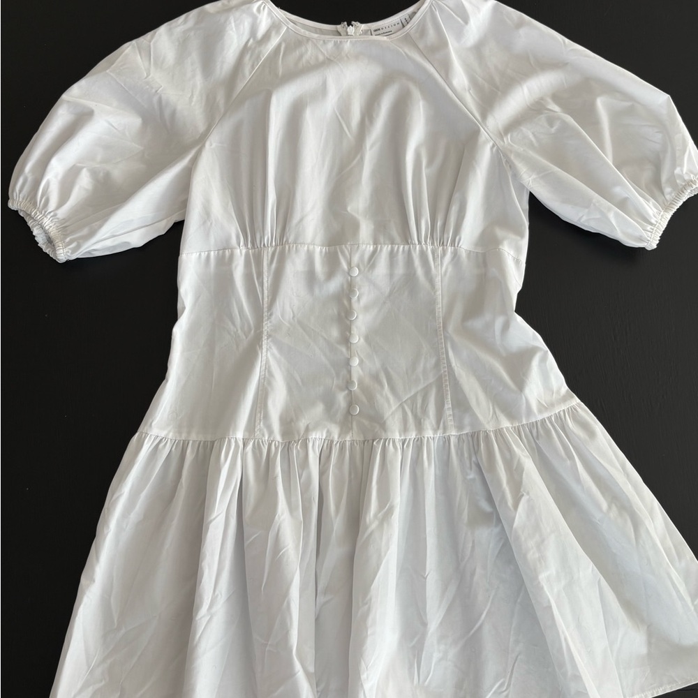 ASOS White cotton Puff Sleeve Dress size 10